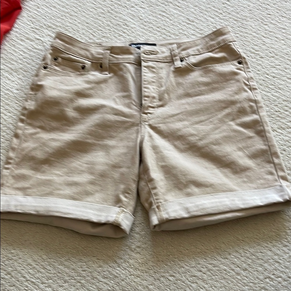 Dkny Tan Flat Front Shorts with Classic Design